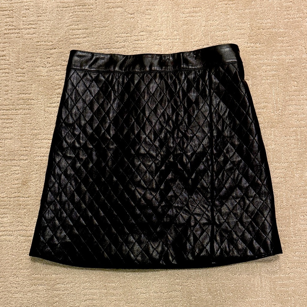 MELISSA NEPTON Black Quilted Vegan Leather Skirt